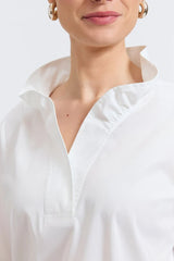 Foxcroft Tammy No Iron Stretch Long Sleeve Popover Shirt | White