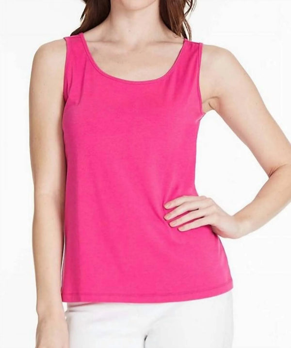 Multiples Scoop Neck Tank -Deep Fuchsia