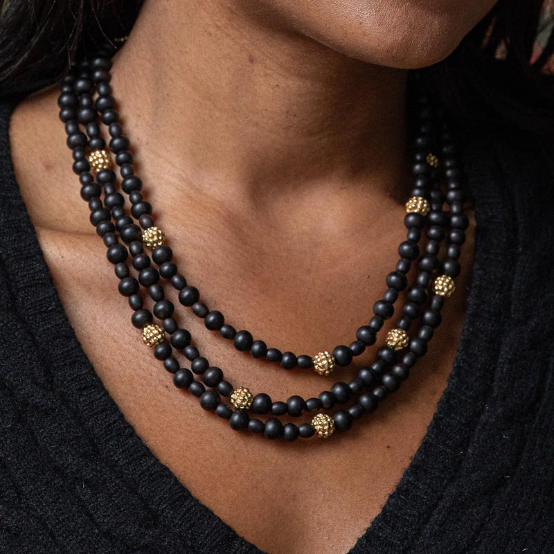 Capucine De Wulf Berry 3-Strand Necklace, 18"+2" - Ebony