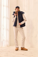 Tribal Quilted Puffer Vest with Removable Hood | Sapphire