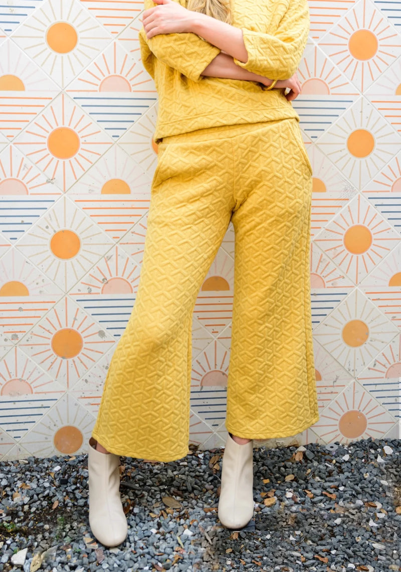 Ivy Jane Quilted Knit Pant-Mustard