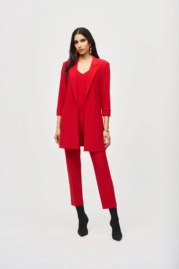 Joseph Ribkoff Knit Long Blazer 233304F24 Lipstick Red