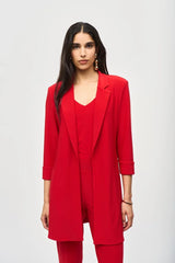 Joseph Ribkoff Knit Long Blazer 233304F24 Lipstick Red