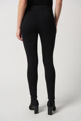Joseph Ribkoff Heavy Knit Leggings With Faux Leather Detail 234236 Black