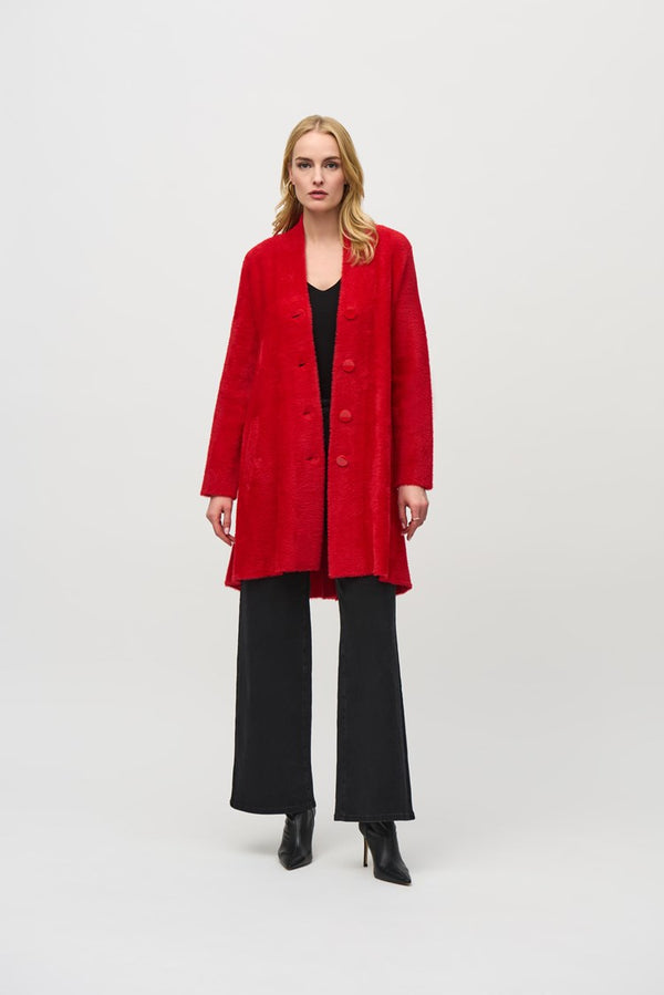 Joseph Ribkoff Sweater Knit Flared Coat 234906F24 Lipstick Red