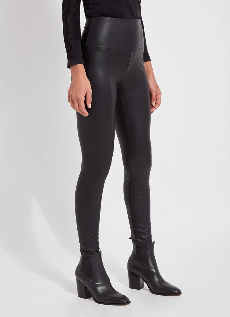 Lyssé Textured Leather Legging-Kohl Black