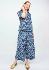 Ivy Jane Printed Linen Blend Pant | Navy