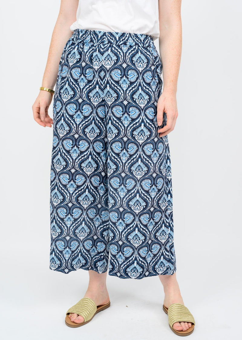 Ivy Jane Printed Linen Blend Pant | Navy