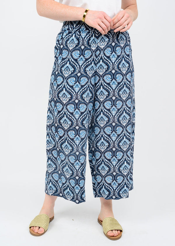 Ivy Jane Printed Linen Blend Pant | Navy