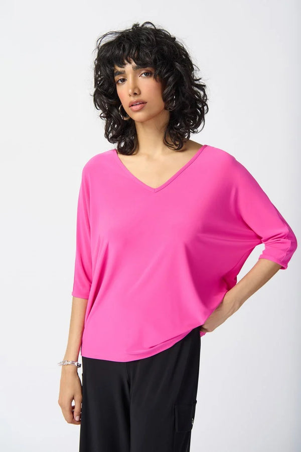 Joseph Ribkoff Silky Knit Reversible Boxy Top 241044 Ultra Pink