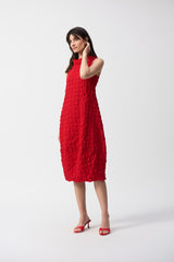 Joseph Ribkoff Textured Woven Sleeveless Cocoon Dress 241204S25 Radiant Red