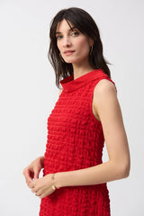 Joseph Ribkoff Textured Woven Sleeveless Cocoon Dress 241204S25 Radiant Red