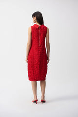 Joseph Ribkoff Textured Woven Sleeveless Cocoon Dress 241204S25 Radiant Red