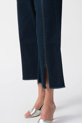 Joseph Ribkoff Culotte Jeans with Embellished Front Seam 241903S25 Dark Denim Blue