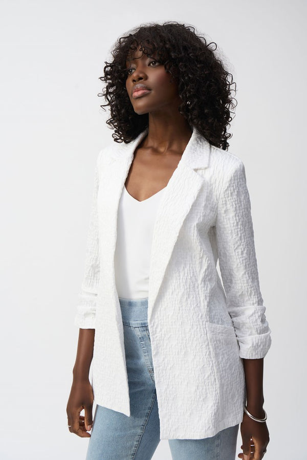 Joseph Ribkoff Woven Jacquard Boxy Blazer 242034S25 White