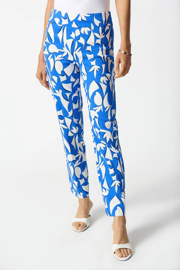 Joseph Ribkoff Millennium Abstract Print Cropped Pants 242139 Blue/Vanilla