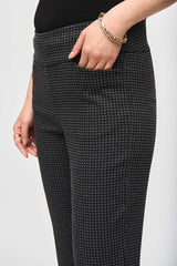 Joseph Ribkoff Woven Jacquard Check Print Cropped Pants 243262 Black/Grey