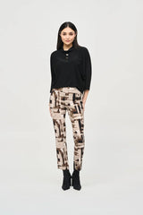 Joseph Ribkoff Millennium Abstract Print Slim Pull-On Pants 243304 Vanilla/Multi