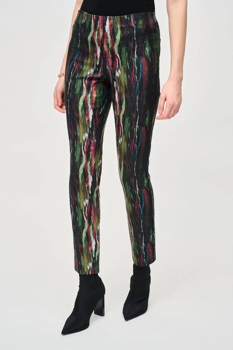 Joseph Ribkoff Abstract Print Classic Slim Pull-On Pants 243916 Multi