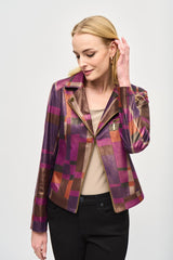 Joseph Ribkoff Foiled Print Faux Suede Jacket 243921 Multi