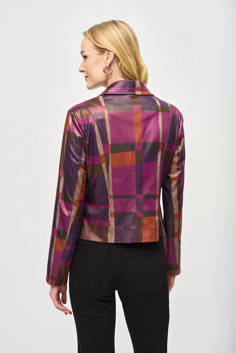 Joseph Ribkoff Foiled Print Faux Suede Jacket 243921 Multi