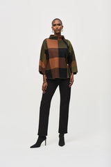 Joseph Ribkoff Plaid Jacquard Sweater Knit Top 243948 Multi