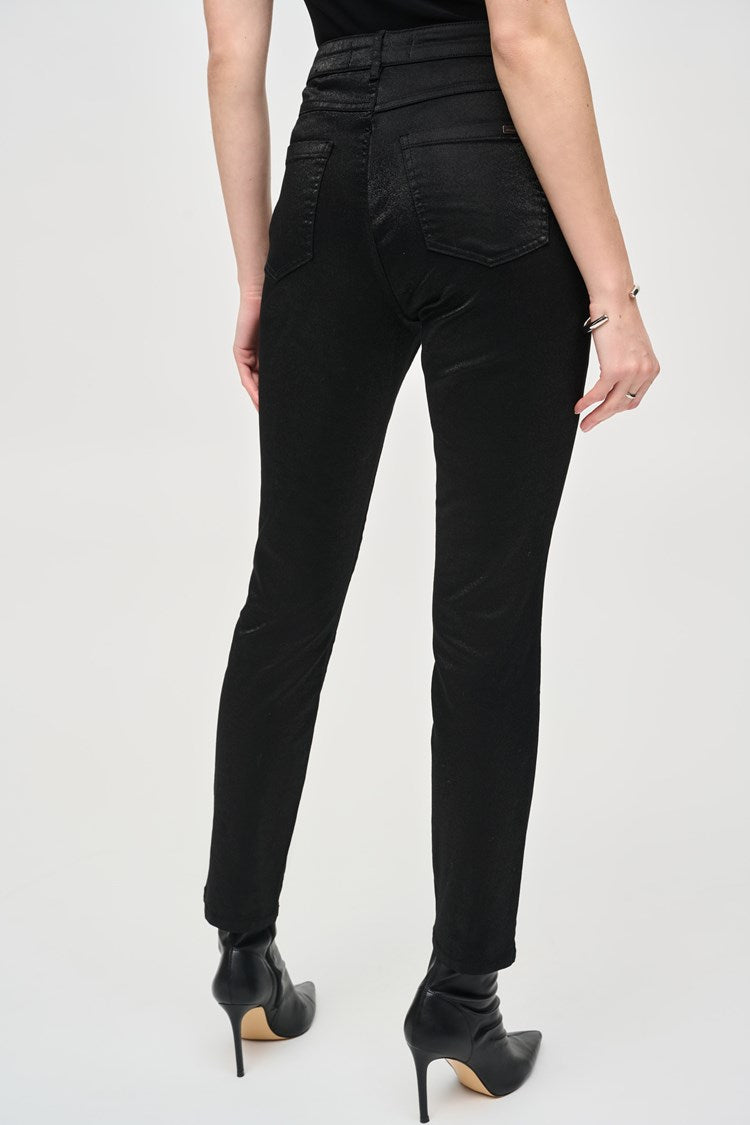 Joseph Ribkoff Classic Slim Foiled Print Denim Pant 243959 Black