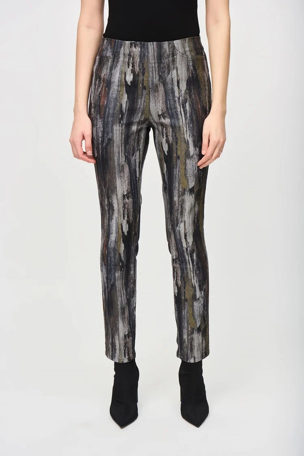 Joseph Ribkoff Abstract Print Classic Slim Denim Pants 243965 Multi