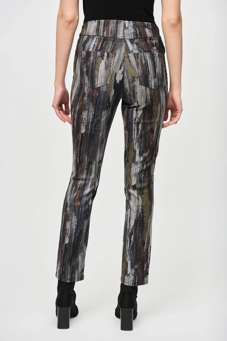 Joseph Ribkoff Abstract Print Classic Slim Denim Pants 243965 Multi