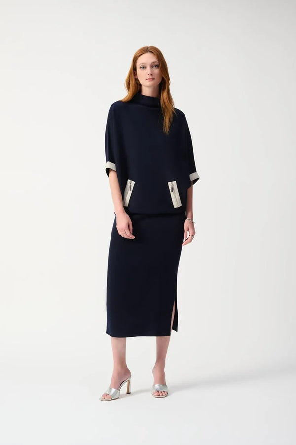 Joseph Ribkoff Sweater Knit Midi Skirt 243967S25 Midnight Blue