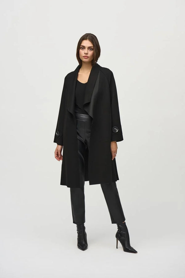 Joseph Ribkoff Scuba Jersey Shawl Collar Coat 244171 Black