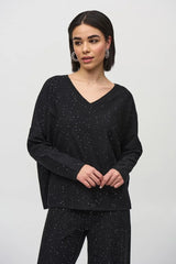 Joseph Ribkoff Sequined Sweater Knit Boxy Top 244921 Black