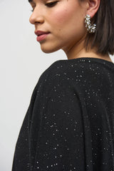 Joseph Ribkoff Sequined Sweater Knit Boxy Top 244921F25 Black