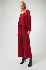 Joseph Ribkoff Sequined Sweater Knit Culotte Pants 244922F25 Deep Cherry