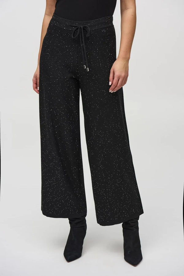 Joseph Ribkoff Sequined Sweater Knit Culotte Pants 244922 Black