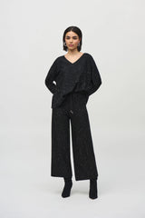 Joseph Ribkoff Sequined Sweater Knit Culotte Pants 244922F25 Black