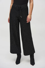 Joseph Ribkoff Sequined Sweater Knit Culotte Pants 244922F25 Black