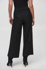 Joseph Ribkoff Sequined Sweater Knit Culotte Pants 244922F25 Black