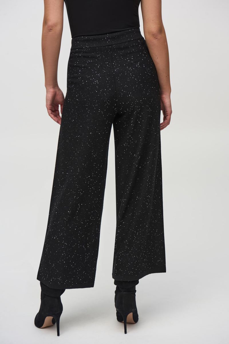 Joseph Ribkoff Sequined Sweater Knit Culotte Pants 244922F25 Black