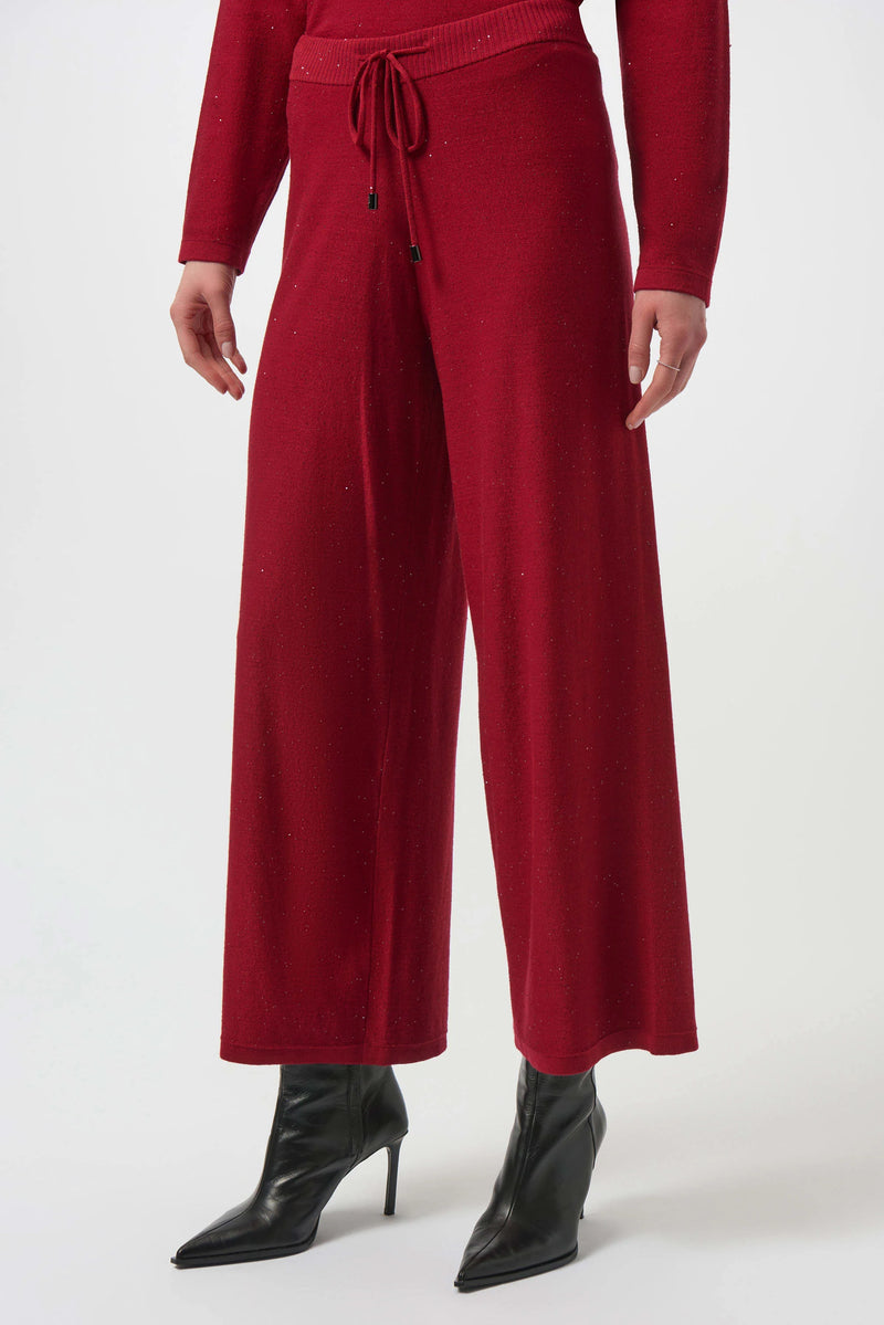 Joseph Ribkoff Sequined Sweater Knit Culotte Pants 244922F25 Deep Cherry
