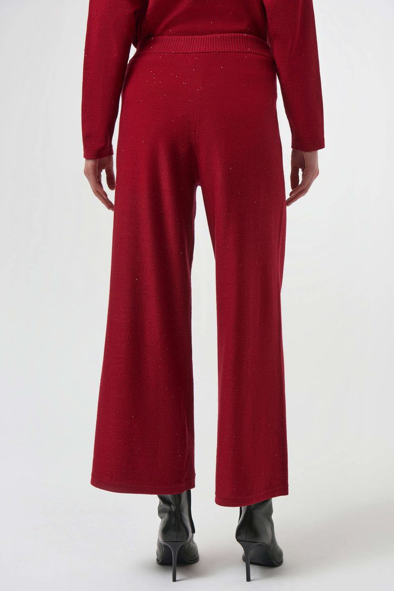 Joseph Ribkoff Sequined Sweater Knit Culotte Pants 244922F25 Deep Cherry