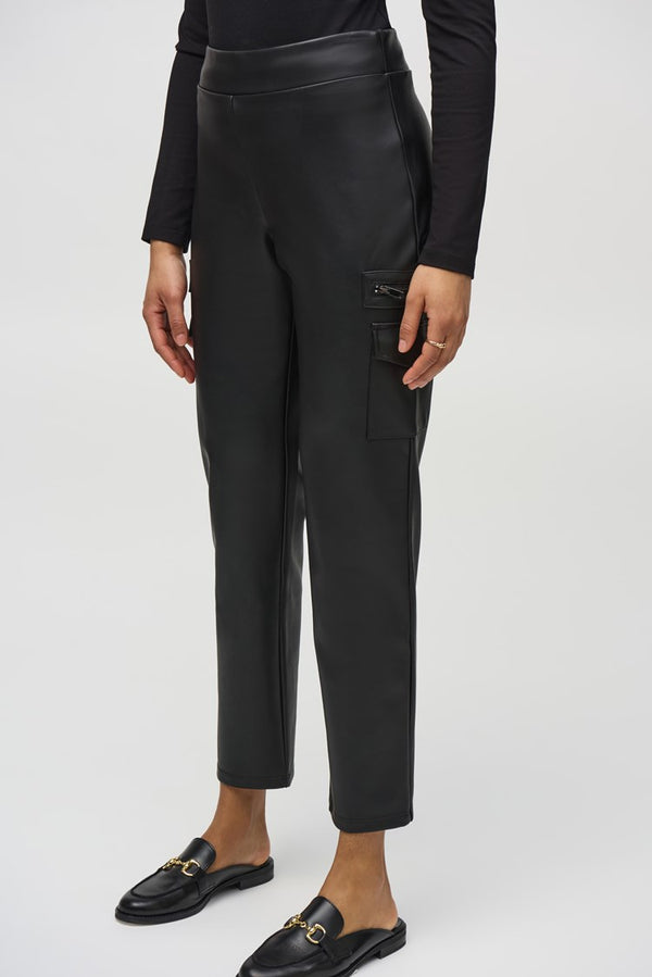 Joseph Ribkoff Leatherette Slim Fit Pull-On Pants 244939 Black