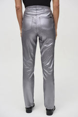 Joseph Ribkoff Metallic Coated Classic Slim Denim Pants 244952 Gunmetal