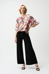 Joseph Ribkoff Silky Knit Pull-On Wide Leg Pants 251017S26 Black