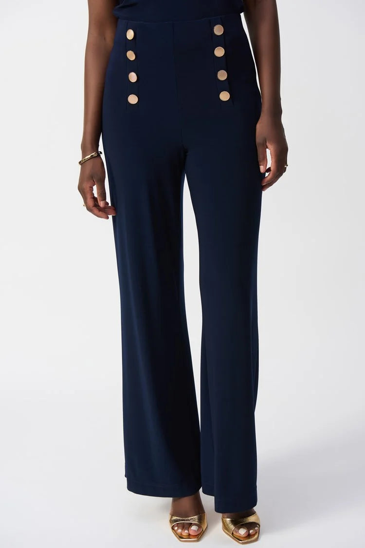 Joseph Ribkoff Silky Knit Wide-Leg Pull-On Pants 251028 Midnight Blue