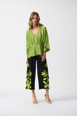 Joseph Ribkoff Hammered Satin Peplum Top 251037 Greenery