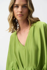 Joseph Ribkoff Hammered Satin Peplum Top 251037 Greenery