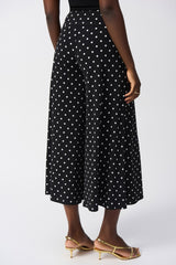 Joseph Ribkoff Silky Knit Dot Print Pull-On Culotte Pants 251040 Black/Vanilla