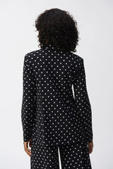 Joseph Ribkoff Silky Knit Dot Print Boxy Blazer 251051 Black/Vanilla