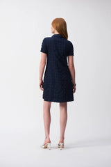 Joseph Ribkoff Bubble Jacquard A-Line Dress 251084 Midnight Blue